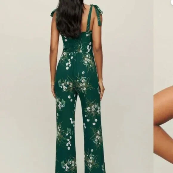 Reformation Alfred Jumpsuit in Buena Green- Size 8 - Picture 3 of 3
